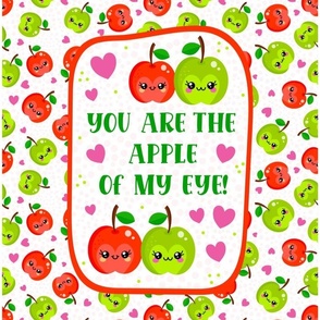 14x18 Panel You Are The Apple Of My Eye Kawaii Face Fruit for DIY Garden Flag Banner Kitchen Towel or Smaller Wall Hanging