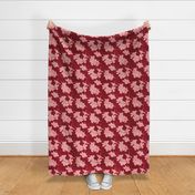 tropical hibiscus block print - rusty red and pink blush