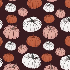 Pumpkins on Burgundy - small scale