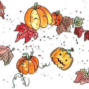 Watercolour Halloween Pumpkins