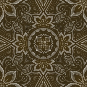 floral mandala deep olive