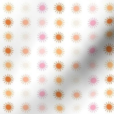 small suns: sunburst, beach umbrella, pink sparkle, tangy, buff, pink razz