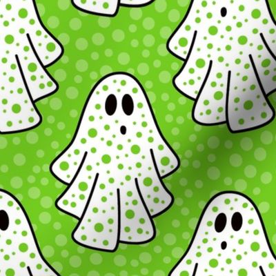 Large Scale Friendly Polkadot Ghosts in Lime Green