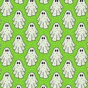 Small Scale Friendly Polkadot Ghosts in Lime Green