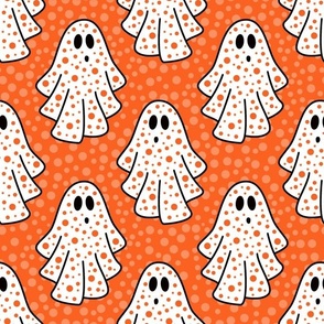 Large Scale Friendly Polkadot Ghosts in Orange