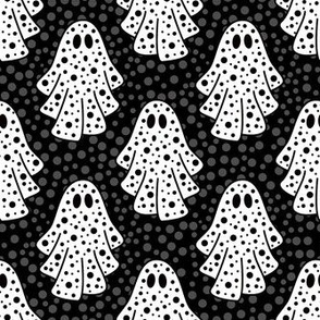 Medium Scale Friendly Polkadot Ghosts in Black and White