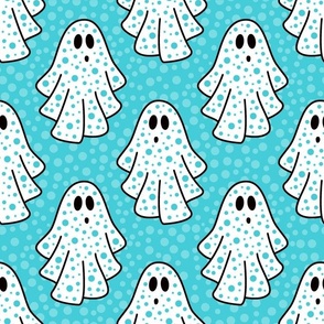 Large Scale Friendly Polkadot Ghosts in Mystic Blue