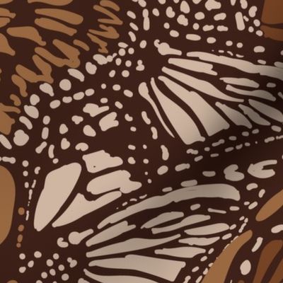 Boho Feathers- Monarch Butterfly- Earth Tones- Large Scale