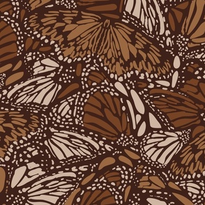 Boho Feathers- Monarch Butterfly- Earth Tones- Large Scale