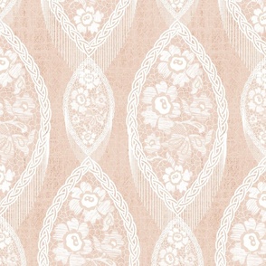 Infinity Lace Fringe- Blush Pink- Braided Pastel Floral- Large Scale