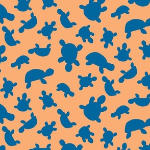 Turtle Pattern | Peach & Blue
