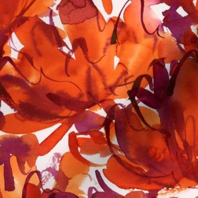 Orange and Maroon watercolor floral