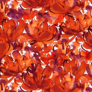 Orange and Maroon watercolor floral
