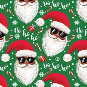 black Santa Claus with sunglasses ho-ho-ho deep green