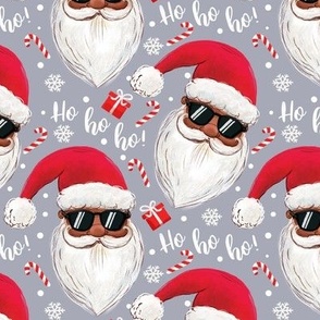black Santa Claus with sunglasses ho-ho-ho gray