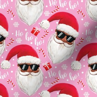 black Santa Claus with sunglasses ho-ho-ho pink
