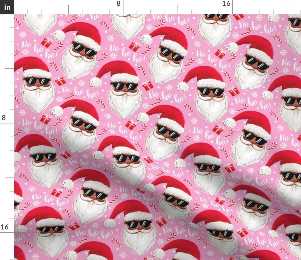 black Santa Claus with sunglasses ho-ho-ho pink