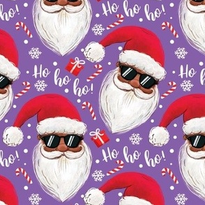 black Santa Claus with sunglasses ho-ho-ho purple
