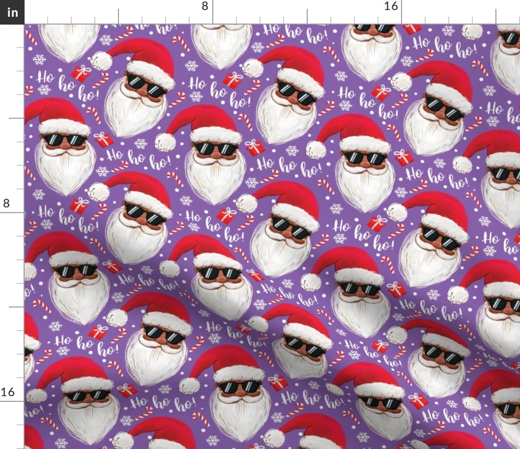 black Santa Claus with sunglasses ho-ho-ho purple