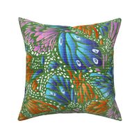 Butterfly Kaleidoscope- Rainbow Wings- Abstract Animal Print- Moths and Butterflies- Fern Green- Large Scale 