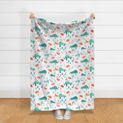 Retrolicious April Showers- Clouds Rain Umbrella- Abstract Spring- Mod Shapes- Colorful- Bright- Watercolor- Large Scale