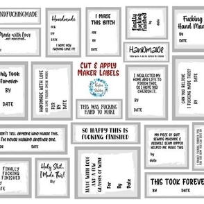 Smaller Size Funny Snarky Maker Sew On Labels for Handmade Gifts Quilts Sarcastic Sweary Sayings Cut and Sew Patches