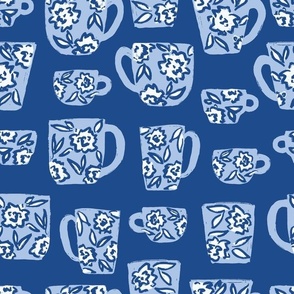 Fika Floral Coffee Mugs in Blue