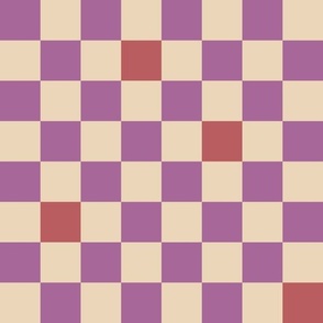 Retro Purple and Red Checkerboard, Muted Colors
