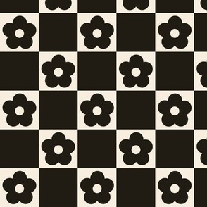 Sepia Flower Checkerboard