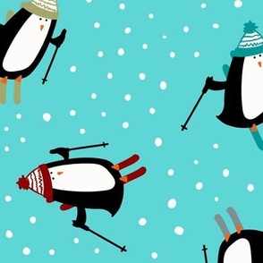 skiing penguins - large