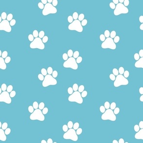 Blue and White Paw Prints