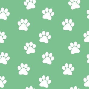 Green and White Paw Prints