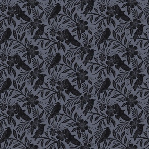 Ravens / Crows - floral - charcoal black and deep purple - small