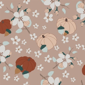 Modern Fall Floral on Light Brown