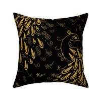 Gold Peacock on Black