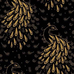 Gold Peacock on Black