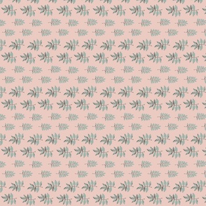 Pink Green Leaves Pattern