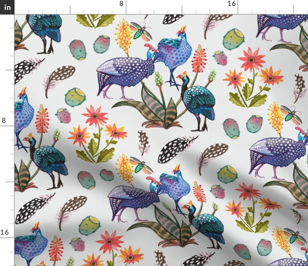 Guinea Fowl Celebration, Soft Gray