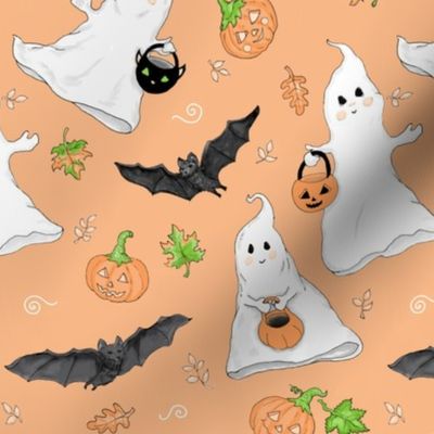 Bats And Ghosts On Halloween