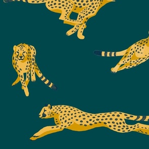 Cheetahs Running Springbok Green, Large Scale