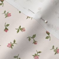 Floating Vintage Rosebuds #1 - blush cream, small 