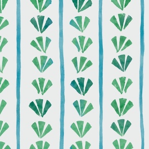 Shell Stamp Stripes, Blues and Greens