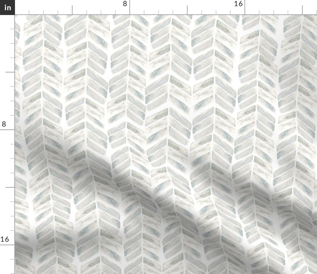 Large herringbone / teal on white herringbone / watercolor