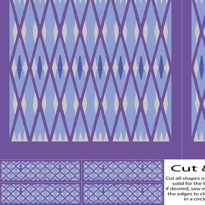 Fall Fence Blue /Purple Placemats Cut and Sew, 4 placemats, 4 coasters, runner