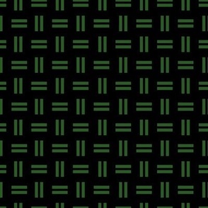 Green Alien Vines - Basket Weave Compliment - Pine on Black - 295c23