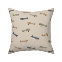 Vintage Watercolor airplanes Tan