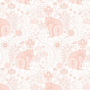 Maximalist Cats Coral on White - Large