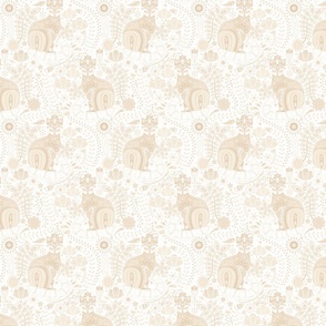 Maximalist Cats Beige on White