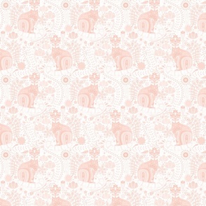 Maximalist Cats Coral on White