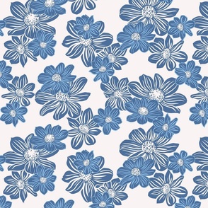 Dandelion daisy blue tile